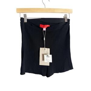 Eckhaus Latta Black Ribbed Knit High Rise Distressed Lounge Biker Shorts Small